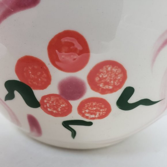 NOS Ceramic Heart Shaped Bowl "L" Signature Ivory with Pink Green Purple - Picture 12 of 13